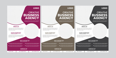 set of a4 size 3 color graphic flyer pamphlet. commercial business flier, digital promotional report, chart, cover, flyer, document template