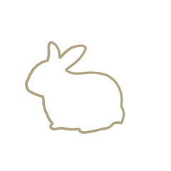座るうさぎ　線画シルエットイラスト