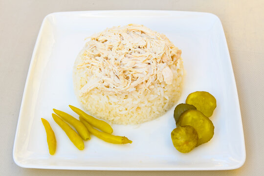 Traditional turkish bulgur pilaf with tomato sause in plate (Turkish name; bulgur pilavi, meyhane pilavi) Pirinc pilavi. Pilavustu tavuk, nohut, kuru fasulye, ciger.