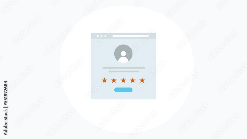 Poster providing five-star rating on customer survey form online, user experience and feedback animation co