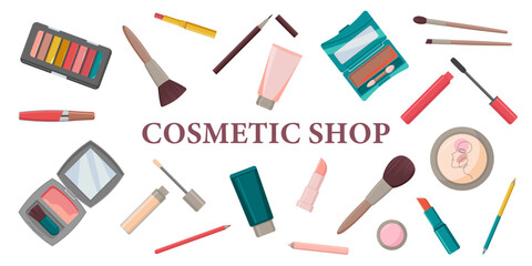 Horizontal banner for decorative cosmetics store