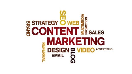 4k Content Marketing Animated Tag Word Cloud;Text Design Animation seamless loop.