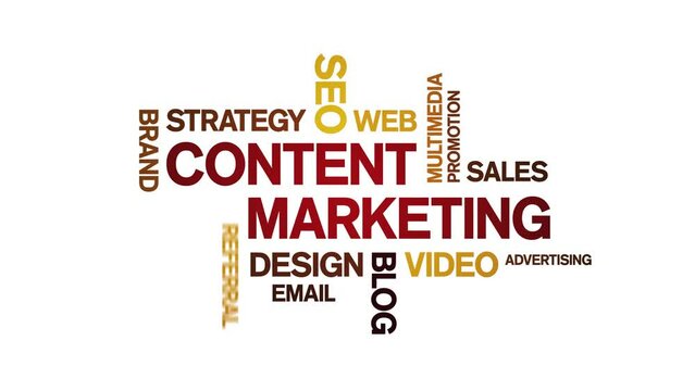 4k Content Marketing Animated Tag Word Cloud;Text Design Animation seamless loop.