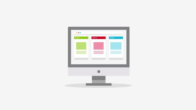 Concept of web development animation, code settings programming application on computer screen.