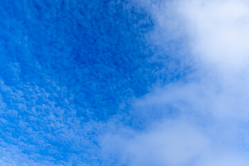 blue sky with lots of small white clouds