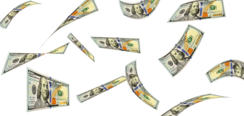 Multiple 100 dollar bill falling