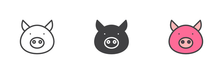 Pig head different style icon set