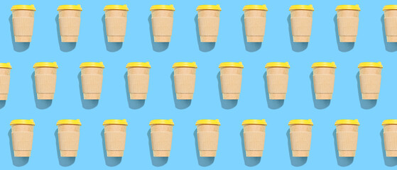 Takeaway cup on color background