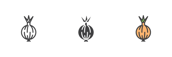 Onion bulb different style icon set