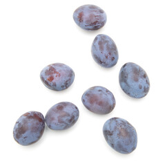 Ripe plum berries isolated on white background.