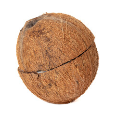 Fototapeta premium Cracked coconut nut isolated on white background.