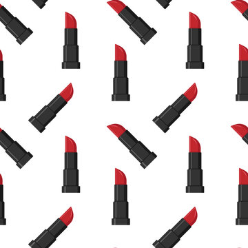Seamless pattern with red lipstick