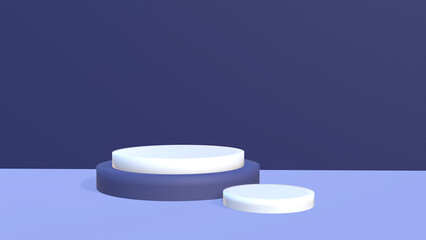 3d render, abstract geometrical background with violet red translucent round glass. Modern minimal showcase mockup. Vacant pedestal, empty podium, stage platform for