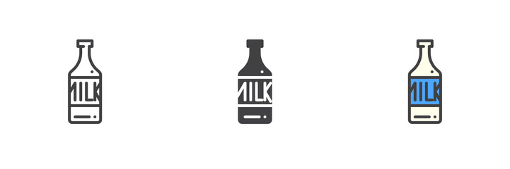 Milk bottle different style icon set