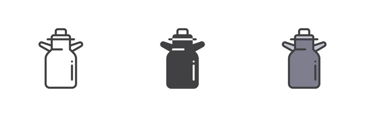 Milk can container different style icon set