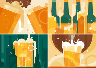 Set of abstract beer banners. Creative placard designs.