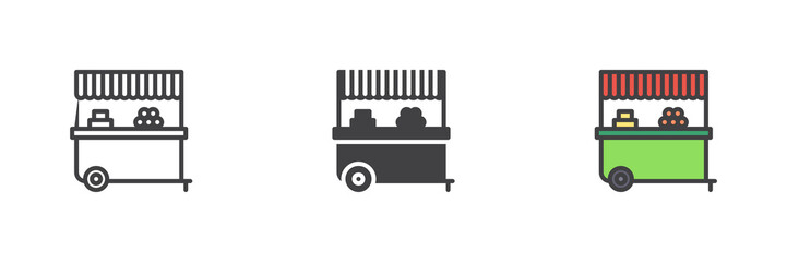 Food cart different style icon set