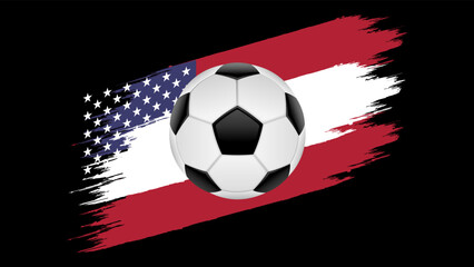 Flag of United States, soccer ball with flag.