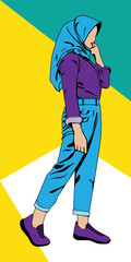 Illustration Pop Art Hijab Girl 4