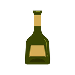 Glass bottle for wine. Vector illustration in flat style. Isolated object on a white background.