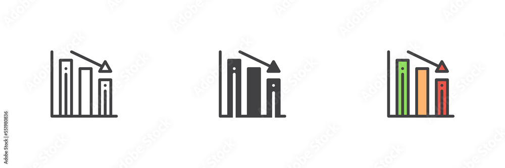 Poster graph down different style icon set