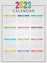 Colorful Happy new year 2023 Calendar