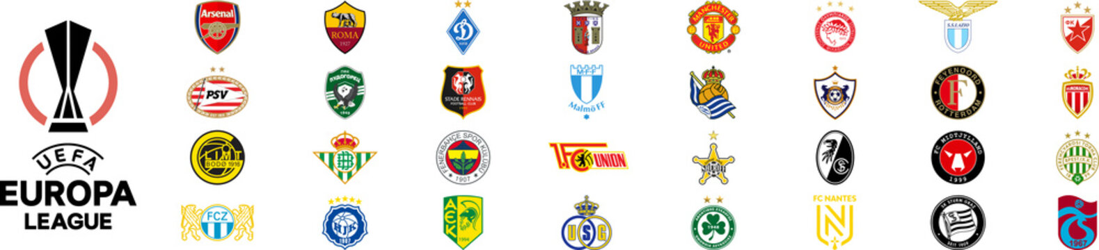 2022&ndash;2023 UEFA Europa League. Arsenal, Eindhoven, Zurich, Dynamo, Rennais, Fenerbahce, Braga, Malmo, Omonoia, Lazio, Feyenoord, Midtjylland, Sturm Graz, Nantes, Monaco, Ferencvaros, Trabzonspor etc.