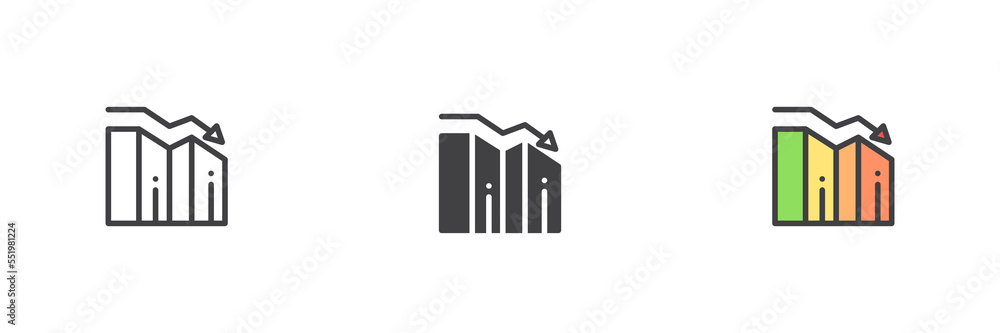 Poster graph down different style icon set