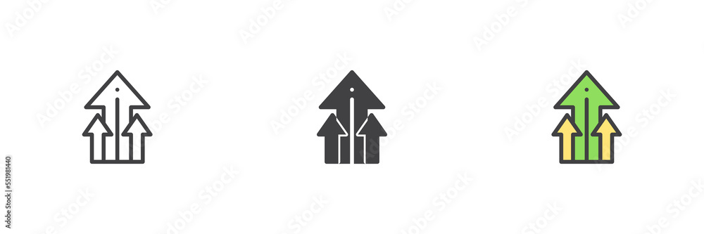 Poster arrows up chart different style icon set