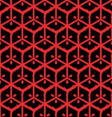 Japanese Hexagon Petal Net Vector Seamless Pattern