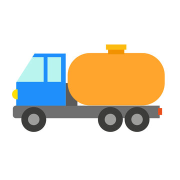 Vector illustration of a car in a flat style. Icon of a road tanker. Logo design