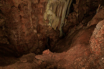 The splendor  of nature - bizarre forms of stalactites and stalagmites in the Salamander Cave in northern Israel