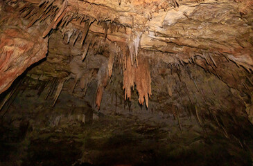The splendor  of nature - bizarre forms of stalactites and stalagmites in the Salamander Cave in northern Israel