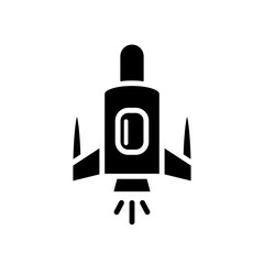 rocket, black, icon, design, flat, style, trendy, collection, template