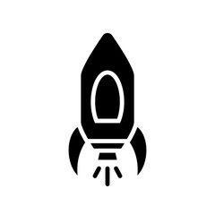 rocket, black, icon, design, flat, style, trendy, collection, template