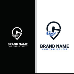 Law and map pin shape concept Logo Design