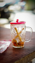 rest of the herbs 'wedang uwuh'. Wedang uwuh is a drink with ingredients in the form of leaves similar to spices.