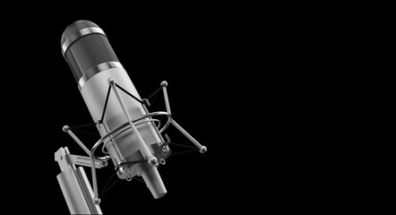 Microphone. 3d . 3d rendering. Isolated microphone, Copy space