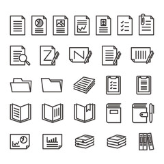 Document and Book Line Icons for Vector