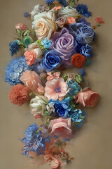 Fototapeta na wymiar Blue Fantasy flowers with pleasant background. Gift card design. Greeting card design. Flower element for design