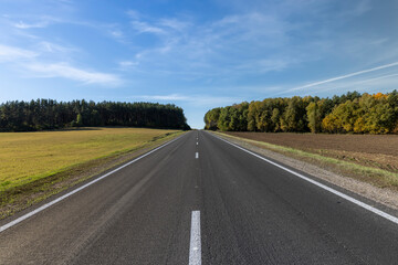 A straight highway without cars