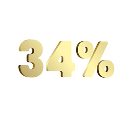 33 percent 3Ds Letter Golden, 3Ds Level Gold color, thirty-Three 3D Percent on red color background, and can use as transparent gold 3Ds letter for levels, calculated level, vector illustration.