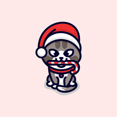 cat and christmas hat illustration
