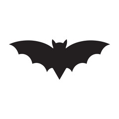 Bat. Silhouette. Vector illustration. Isolated white background. Flat style. Halloween symbol. Vampire animal. A blood-sucking mammal. All Saints Day. Carrier of dangerous infections.