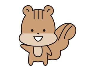 Obraz premium 笑顔で手を振るリスのキャラクター