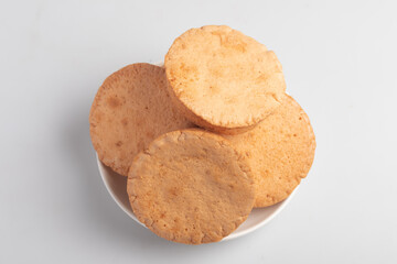 bread stacked on a white background