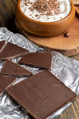 Sweet chocolate made of cocoa and sugar