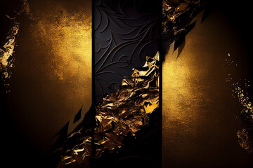 背景素材:金と黒色の和風背景テクスチャーGenerative AI	