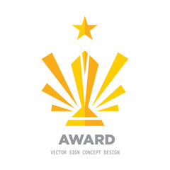 Award winner cup - logo icon on white background vector illustration. Statuette reward championship concept sign. Graphic design element.