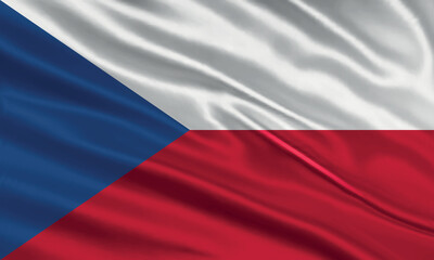 Czech Republic flag design. Waving Czechia flag made of satin or silk fabric. Vector Illustration.